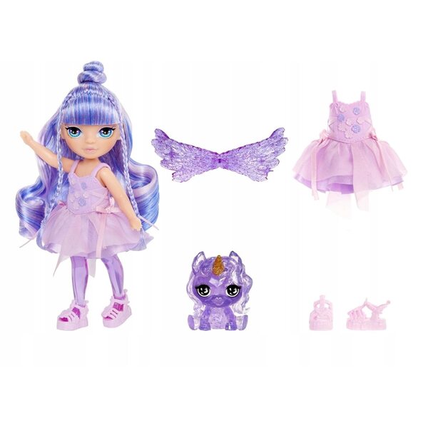 Amethyst Willow Modepuppe, lila Fee mit Pegasus und Accessoires