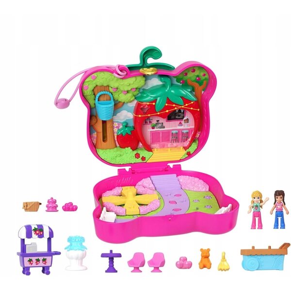 Polly Pocket Compact Strawberry Bear Set avec 2 microdolls et accessoires