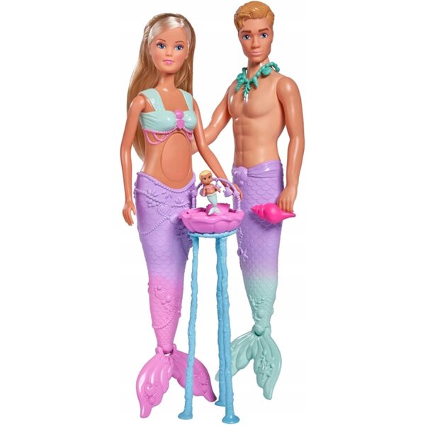 Bambola Steffi, una sirena incinta con Kevin e un lettino Simba, 29 cm
