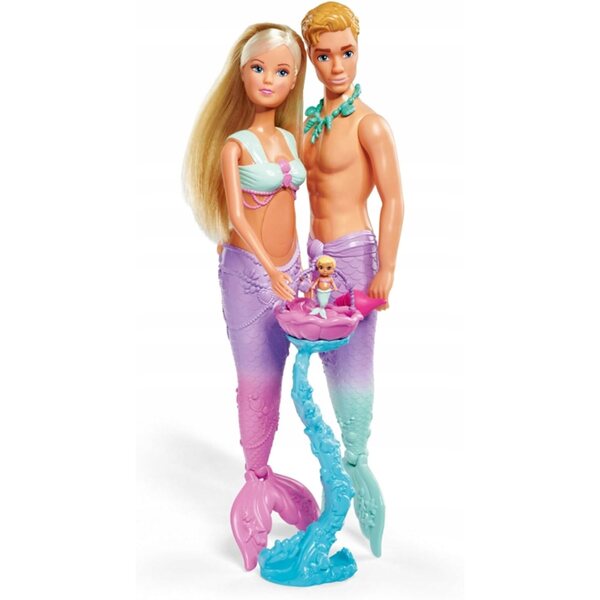Bambola Steffi, una sirena incinta con Kevin e un lettino Simba, 29 cm