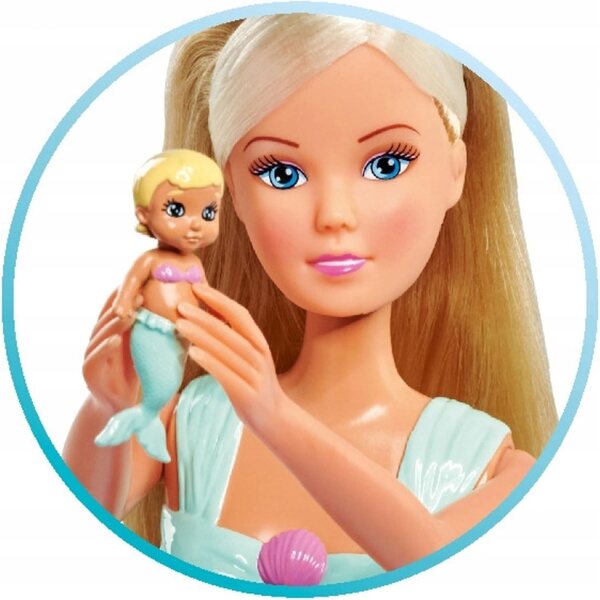 Bambola Steffi, una sirena incinta con Kevin e un lettino Simba, 29 cm