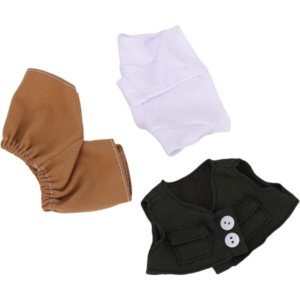 Elegantes Kleidungsset für 17-cm-Puppen – Weste, T-Shirt und Hose aus Faserstoff