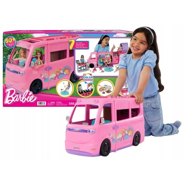 Barbie Camper Dreams Traumcamper mit Zubehör und Campingset für Kinder ab 3 Jahren