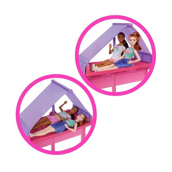 Barbie Camper Dreams Traumcamper mit Zubehör und Campingset für Kinder ab 3 Jahren
