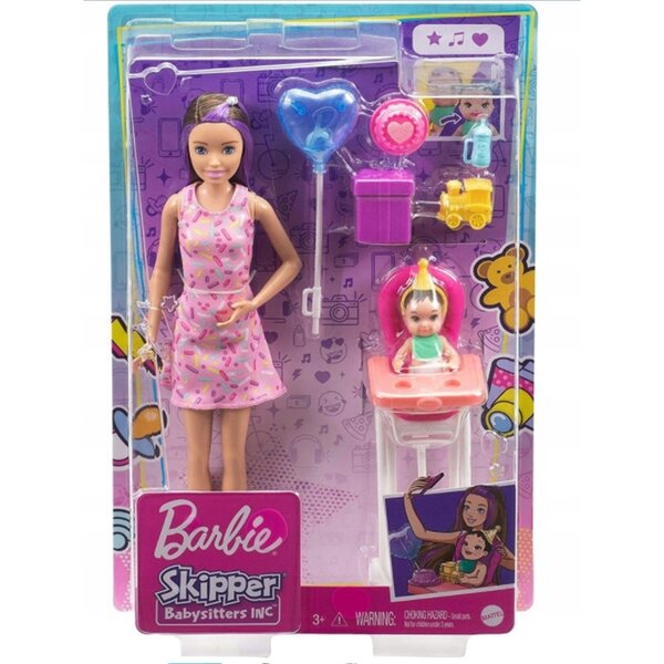 Barbie Skipper Babysitter mit Geburtstagsset für Kinder ab 3 Jahren