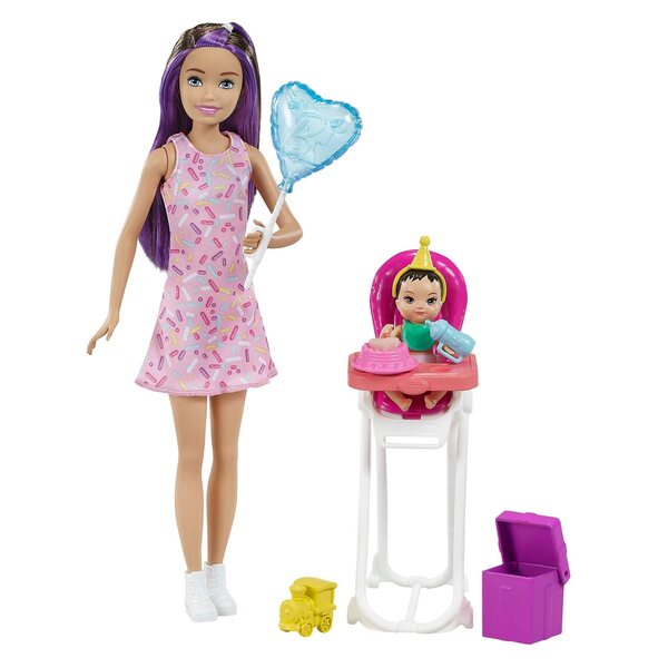 Barbie Skipper Babysitter mit Geburtstagsset für Kinder ab 3 Jahren