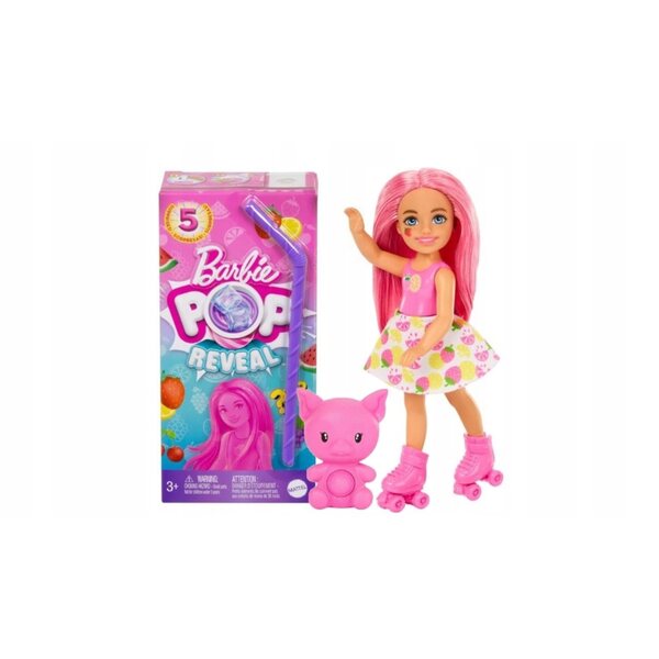 Barbie Pop Reveal Chelsea Doll Fruity Juice-Serie mit 5 duftenden Überraschungen