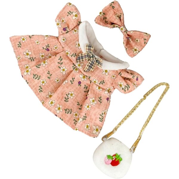 Prinzessinnen-Kleidungsset für 20-cm-Puppen mit Blumenaccessoires TYCIONG Pink