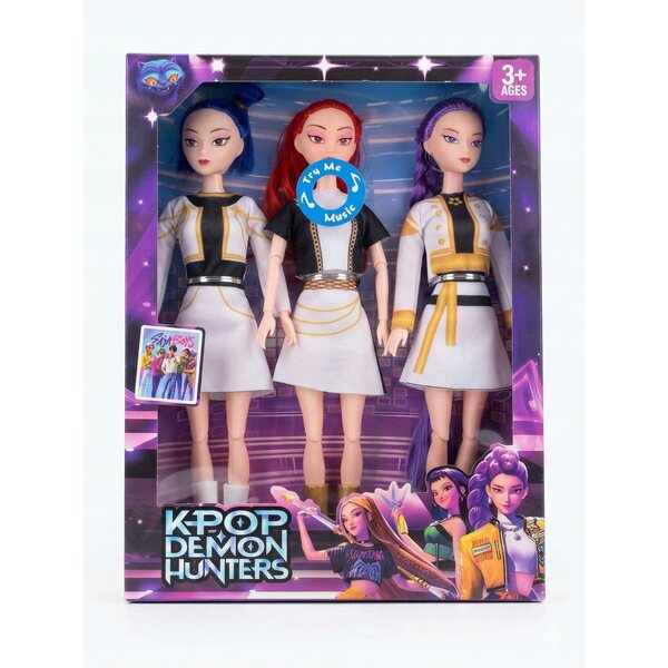 Lot de 3 poupées chantantes K-POP Demon Hunters Rumi Mira Zoey 30 cm avec musique