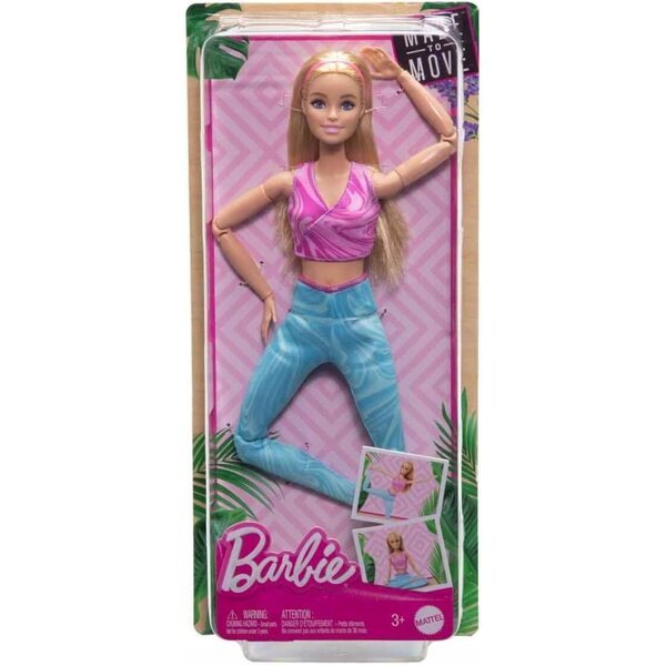 Barbie Made to Move Gimnastyczka Blondynka mit 22 Artikulationspunkten, ideal für Yoga und Sport