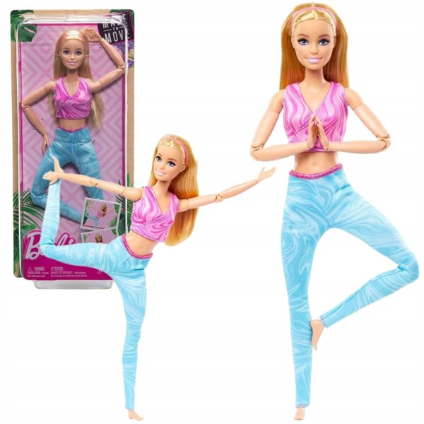 Barbie Made to Move Gimnastyczka Blondynka mit 22 Artikulationspunkten, ideal für Yoga und Sport