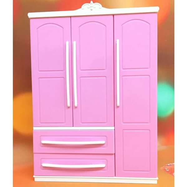 Rosa Kleiderschrank für Miniaturpuppen – Eleganter Organizer für Kleidung und Accessoires