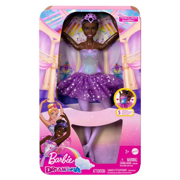 Barbie magische Tänzerin mit Lichtern und lila Rock für Kinder ab 3 Jahren