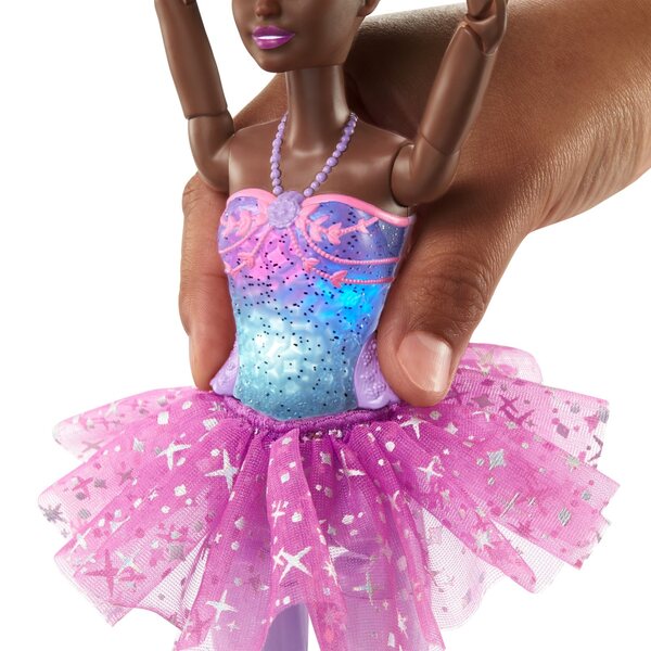 Barbie magische Tänzerin mit Lichtern und lila Rock für Kinder ab 3 Jahren
