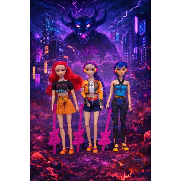 KPOP Demon Hunters Set: 3 Musikpuppen 30 cm mit Zubehör für Kinder