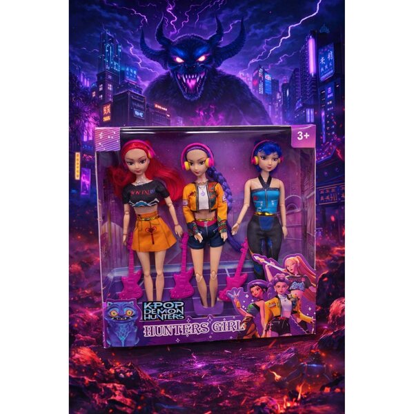 KPOP Demon Hunters Set: 3 Musikpuppen 30 cm mit Zubehör für Kinder