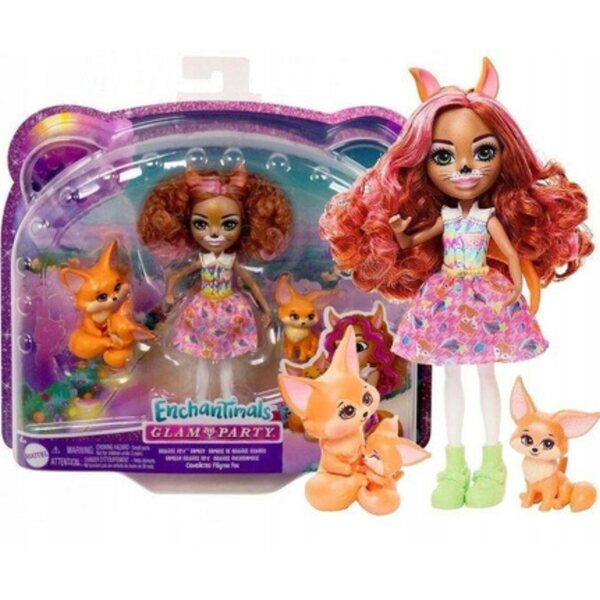 Bambola Enchantimals Volpe in Filigrana con Set di 3 Bambole per Bambini 4+