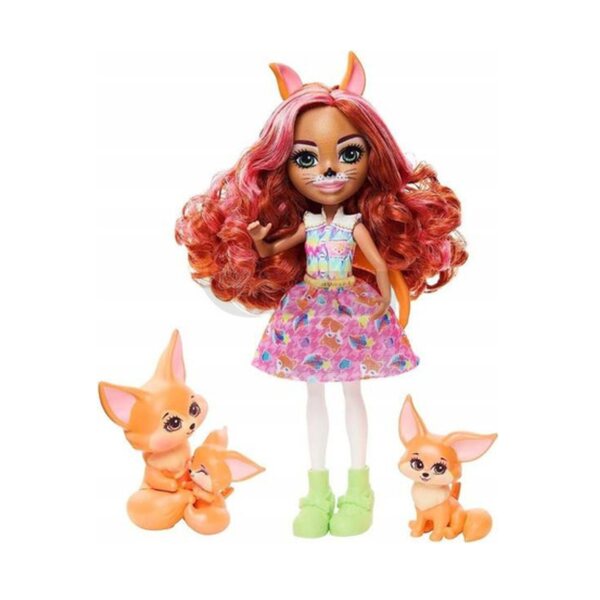 Bambola Enchantimals Volpe in Filigrana con Set di 3 Bambole per Bambini 4+