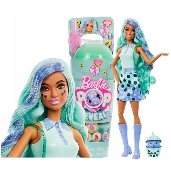 Barbie Pop Reveal Green Bubble Tea mit Grüntee-Duft und Zubehör