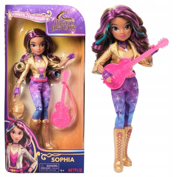 Bambola Sophia Unicorn Academy con chitarra e accessori - 33 cm
