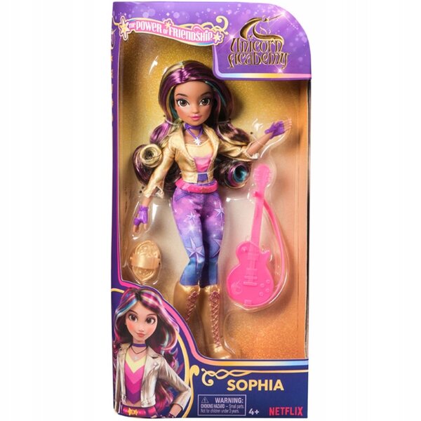 Bambola Sophia Unicorn Academy con chitarra e accessori - 33 cm