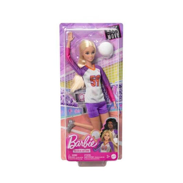 Barbie-Volleyballspielerin zum Bewegen, 32 cm, mit 22 Flexpunkten – Sportkarriere