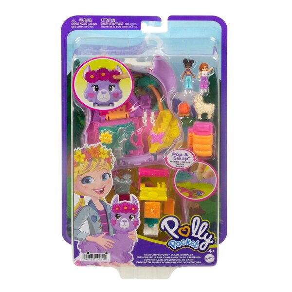 Polly Pocket Camp Adventure Llama Compact – Къмпинг комплект с мини кукли