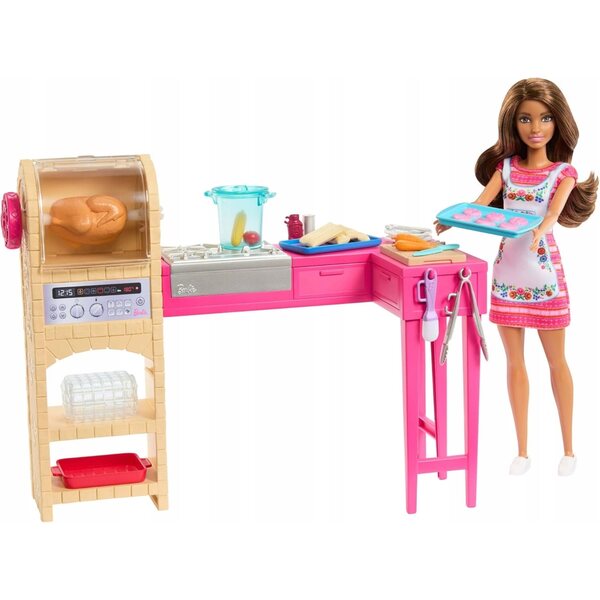 Barbie Teresa mit Küchenset und Spielzubehör für Kinder ab 3 Jahren