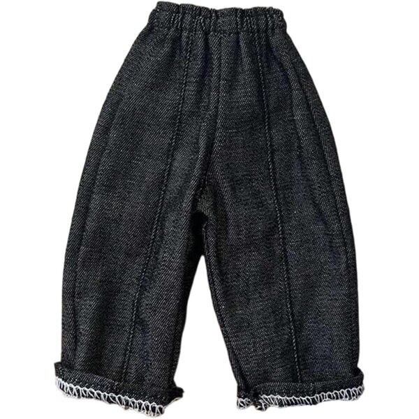 TISHITA Pantaloni Miniatura 1/6 per Bambola Uomo Gamba Larga Tessuto Morbido Nero