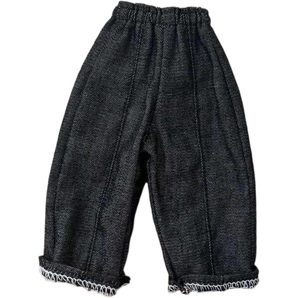 TISHITA Pantaloni Miniatura 1/6 per Bambola Uomo Gamba Larga Tessuto Morbido Nero