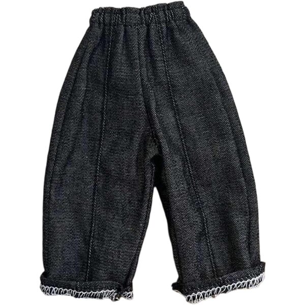 TISHITA Pantaloni Miniatura 1/6 per Bambola Uomo Gamba Larga Tessuto Morbido Nero
