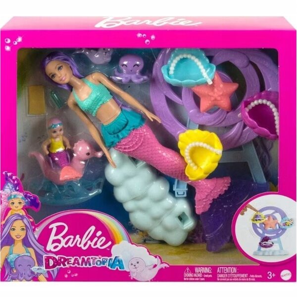 Barbie Dreamtopia Meerjungfrau-Puppenset mit Pflege- und Babyzubehör, 3+