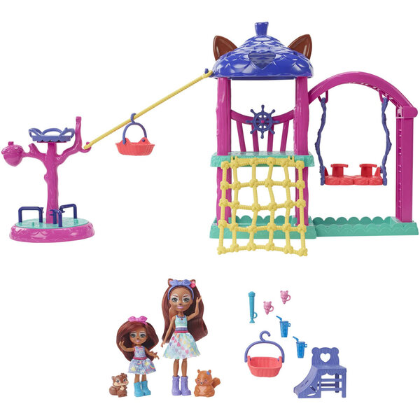 Enchantimals-Set mit 2 Puppen, 2 Tieren und Spielbereich für Kinder ab 4 Jahren