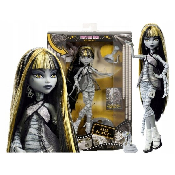 Bambola Monster High Cleo De Nile Reel Drama 30 cm con Serpente Hissette