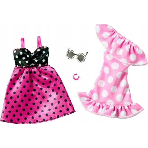 Barbie Mattel – Set mit 2 Polka Dot-Kleidungsstücken für Puppen mit Modeaccessoires für Mädchen