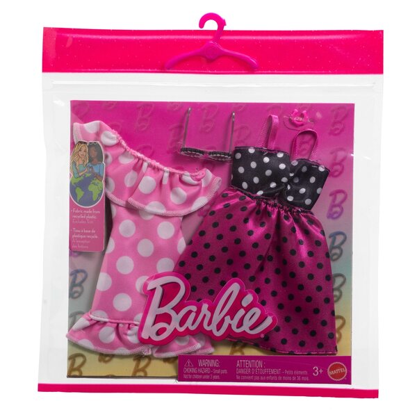 Barbie Mattel – Set mit 2 Polka Dot-Kleidungsstücken für Puppen mit Modeaccessoires für Mädchen