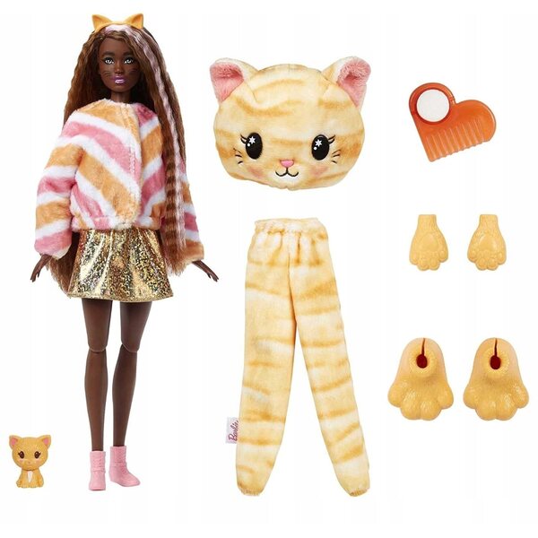 Barbie Cutie Reveal mit Kätzchenkostüm und 10 Überraschungen, Mädchen ab 3 Jahren