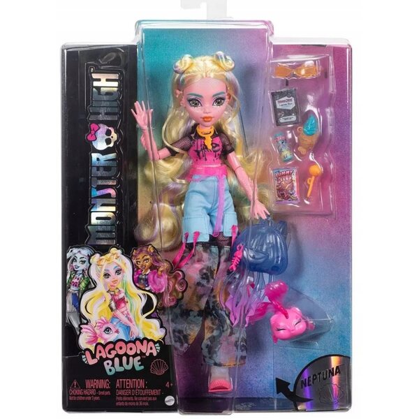Monster High Lagoona Blue 29 cm mit Zubehör und Neptuna Pirania, Y2K-Modepuppe
