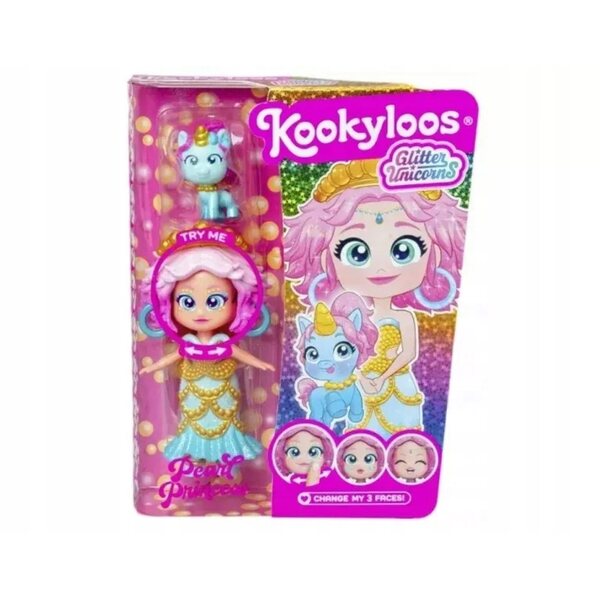 Bambola Kookyloos Glitter Unicorns con Unicorno e Abiti Scambiabili 17 cm