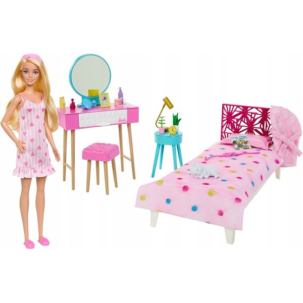 Barbie Wohn- und Schlafzimmer-Set mit Puppe und Zubehör Mattel 3+