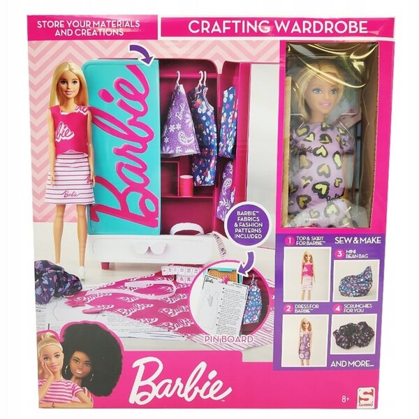 Barbie Garderoba mit Zubehör und Puppe für fantasievolles Spielen für Kinder ab 3 Jahren