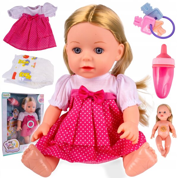 Interaktives MalPlay für Neugeborene mit Geräuschen und Zubehör, 35 cm große Puppe