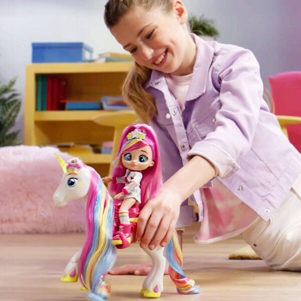 Cry Babies Dreamy mit interaktivem Einhorn und Kleidung – weiche und laute Puppe