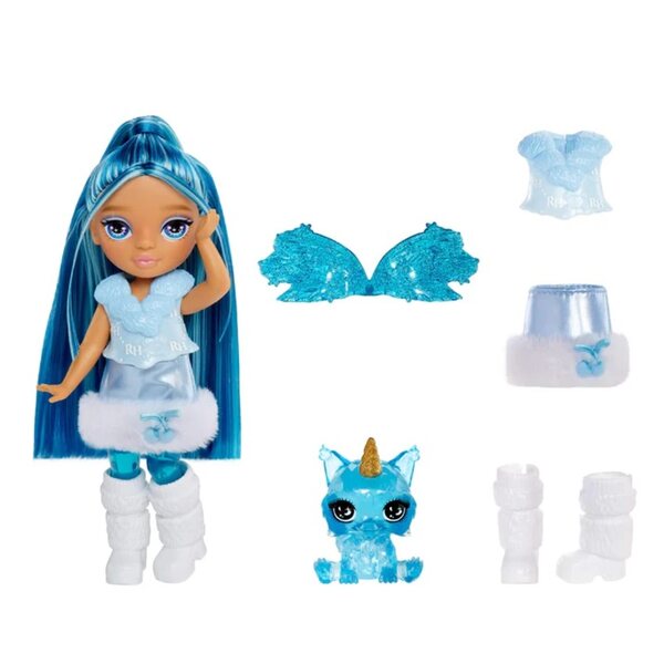Rainbow High Fantasy Fairies Bambola Sapphire con Ali e Lupo Magico Blu