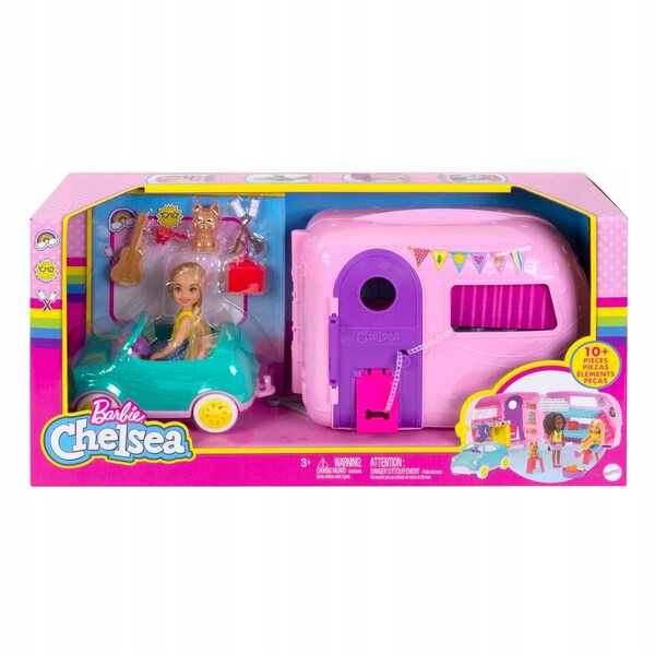 Barbie Chelsea con Auto Camper e Accessori per Gioco Creativo e Avventure