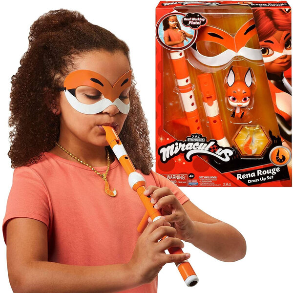 Costume e Accessori Miraculous Rena Rouge con Mask e Flauto 32 cm