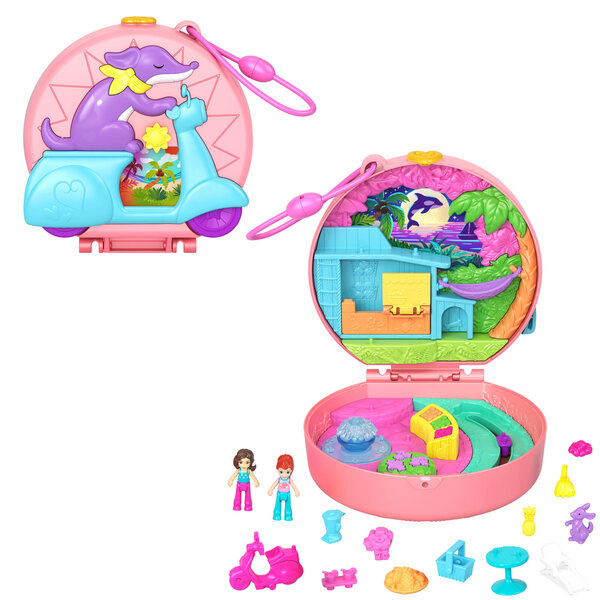 Polly Pocket Skuter pieska - Ensemble compact avec 2 mini poupées et accessoires colorés