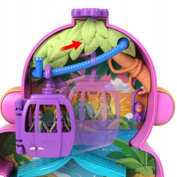 Porte-monnaie compact Polly Pocket Monkey - Ensemble de 2 mini poupées et accessoires