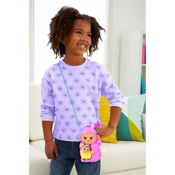 Porte-monnaie compact Polly Pocket Monkey - Ensemble de 2 mini poupées et accessoires