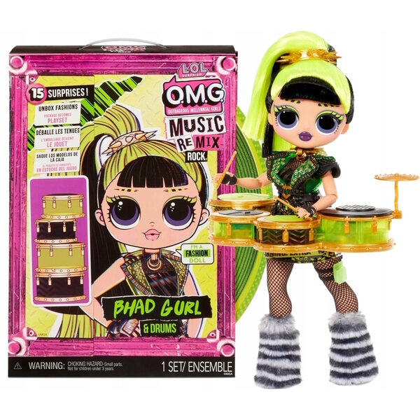LOL Surprise OMG Remix Rock Bhad Gurl – Rockstar-Puppe mit Percussion